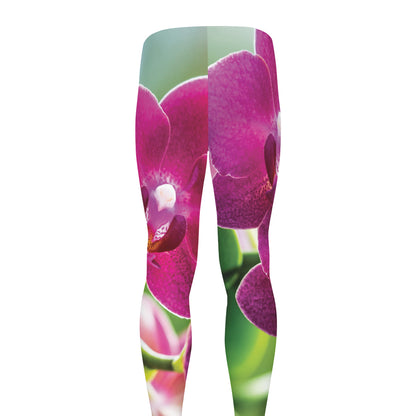 Magenta Orchid Flower Print Men's leggings