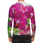 Magenta Orchid Flower Print Men's Long Sleeve Rash Guard
