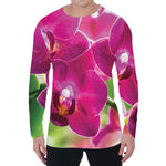 Magenta Orchid Flower Print Men's Long Sleeve T-Shirt