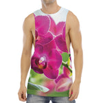 Magenta Orchid Flower Print Men's Muscle Tank Top