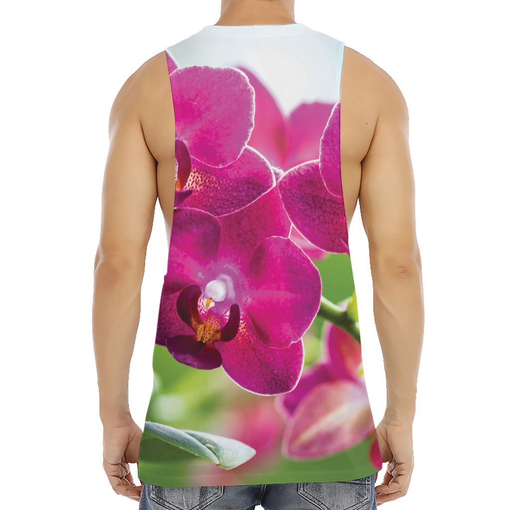 Magenta Orchid Flower Print Men's Muscle Tank Top