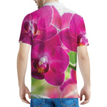 Magenta Orchid Flower Print Men's Polo Shirt