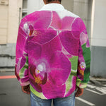 Magenta Orchid Flower Print Men's Shirt Jacket