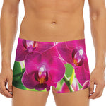 Magenta Orchid Flower Print Men's Short Boxer Briefs