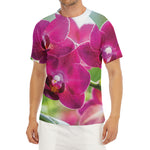 Magenta Orchid Flower Print Men's Short Sleeve Rash Guard