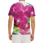 Magenta Orchid Flower Print Men's Short Sleeve Rash Guard