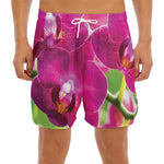 Magenta Orchid Flower Print Men's Split Running Shorts