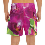 Magenta Orchid Flower Print Men's Split Running Shorts