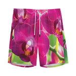 Magenta Orchid Flower Print Men's Sports Shorts