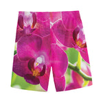 Magenta Orchid Flower Print Men's Sports Shorts
