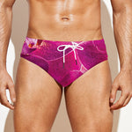 Magenta Orchid Flower Print Men's Swim Briefs