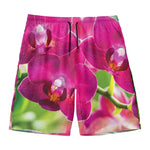 Magenta Orchid Flower Print Men's Swim Trunks