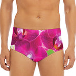 Magenta Orchid Flower Print Men's Triangle Swim Briefs