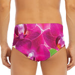 Magenta Orchid Flower Print Men's Triangle Swim Briefs