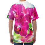 Magenta Orchid Flower Print Men's Velvet T-Shirt