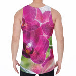 Magenta Orchid Flower Print Men's Velvet Tank Top
