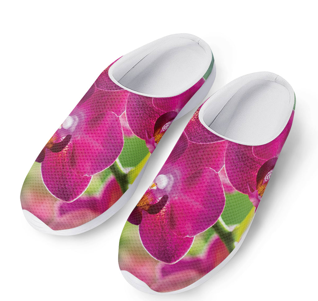 Magenta Orchid Flower Print Mesh Casual Shoes