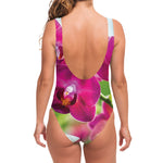 Magenta Orchid Flower Print One Piece Swimsuit