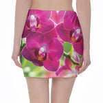 Magenta Orchid Flower Print Pencil Mini Skirt