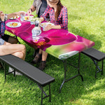 Magenta Orchid Flower Print Picnic Table Cover
