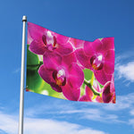 Magenta Orchid Flower Print Polyester Flag