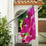 Magenta Orchid Flower Print Polyester Flag