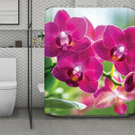 Magenta Orchid Flower Print Polyester Shower Curtain