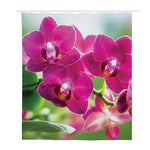 Magenta Orchid Flower Print Polyester Shower Curtain