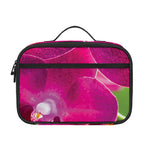 Magenta Orchid Flower Print Portable Lunch Bag
