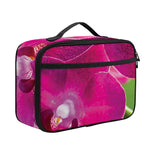 Magenta Orchid Flower Print Portable Lunch Bag