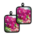 Magenta Orchid Flower Print Pot Holders