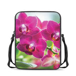 Magenta Orchid Flower Print Rectangular Crossbody Bag