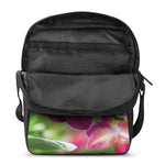 Magenta Orchid Flower Print Rectangular Crossbody Bag