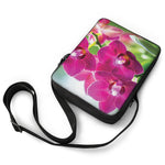 Magenta Orchid Flower Print Rectangular Crossbody Bag
