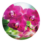 Magenta Orchid Flower Print Round Blanket