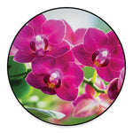 Magenta Orchid Flower Print Round Floor Mat