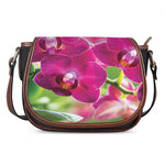 Magenta Orchid Flower Print Saddle Bag