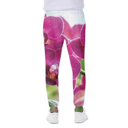 Magenta Orchid Flower Print Scuba Joggers
