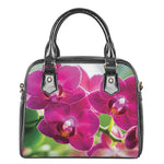 Magenta Orchid Flower Print Shoulder Handbag