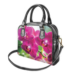 Magenta Orchid Flower Print Shoulder Handbag