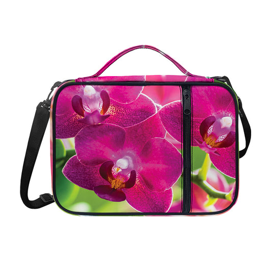 Magenta Orchid Flower Print Shoulder Strap Bible Bag