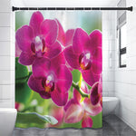 Magenta Orchid Flower Print Shower Curtain