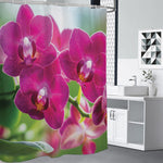Magenta Orchid Flower Print Shower Curtain