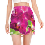 Magenta Orchid Flower Print Side Slit Mini Skirt