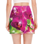 Magenta Orchid Flower Print Side Slit Mini Skirt