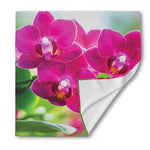 Magenta Orchid Flower Print Silk Bandana