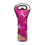 Magenta Orchid Flower Print Single Neoprene Wine Tote