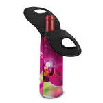 Magenta Orchid Flower Print Single Neoprene Wine Tote