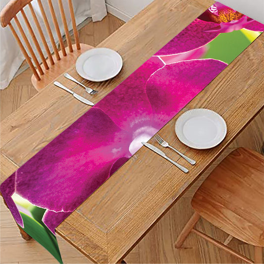 Magenta Orchid Flower Print Table Runner