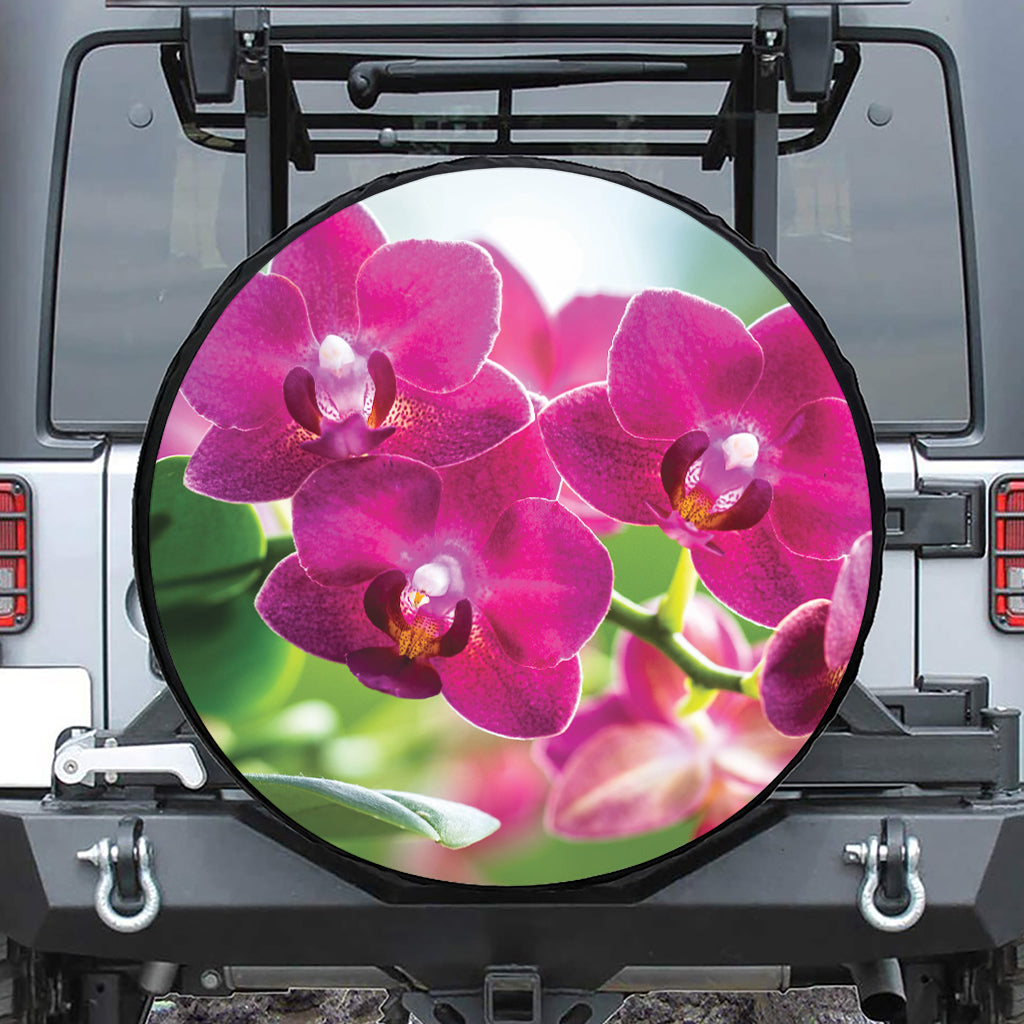 Magenta Orchid Flower Print Tire Cover